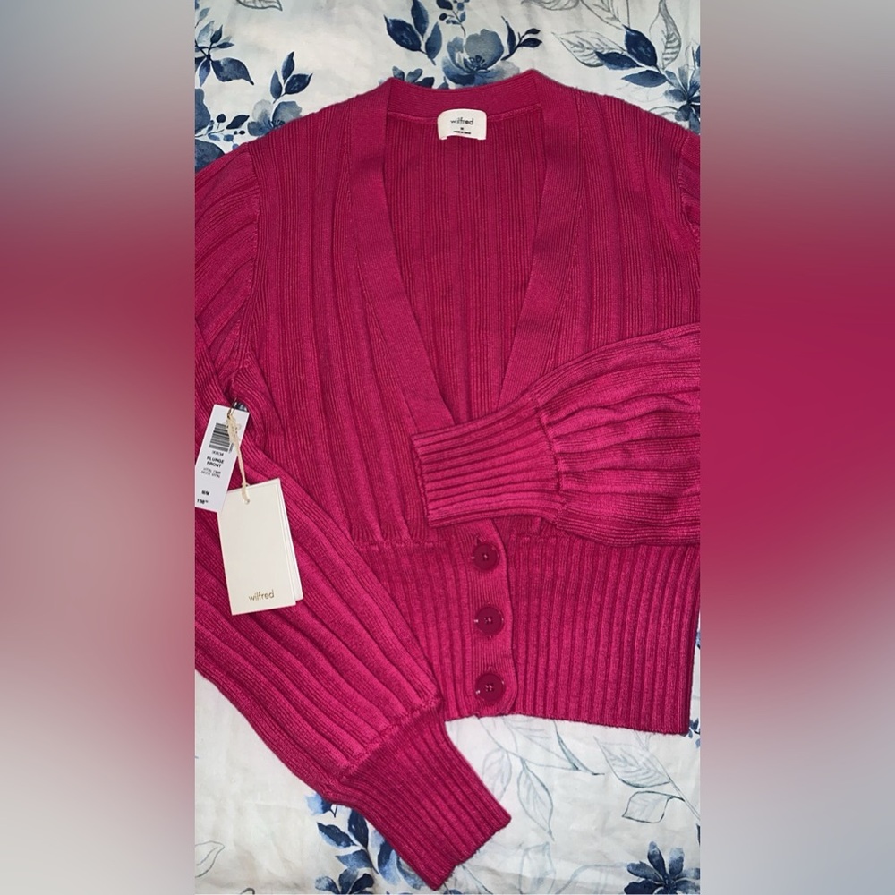 Aritzia plunge cardigan magenta